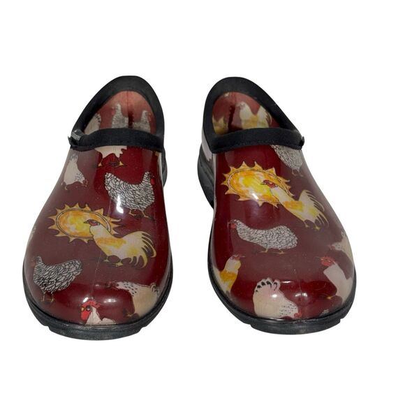 Sloggers Women's Waterproof Muck Garden Shoe Chicken Rooster Red Sz 7 - Picture 2 of 8